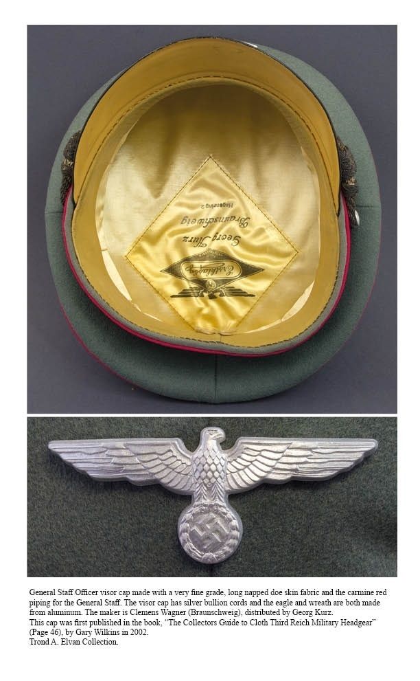 Page showing the interior of the Visor Cap above as well as the eagle.